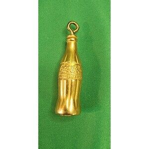 Novelty Coca Cola Bottle Golden Toned Mini Coke Charm Key Chain Accessory